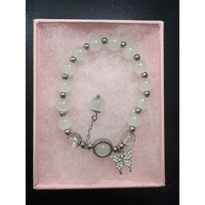 Vintage Butterfly Charm Bracelet Fairycore Whimsigoth Beaded Moonstone Calming